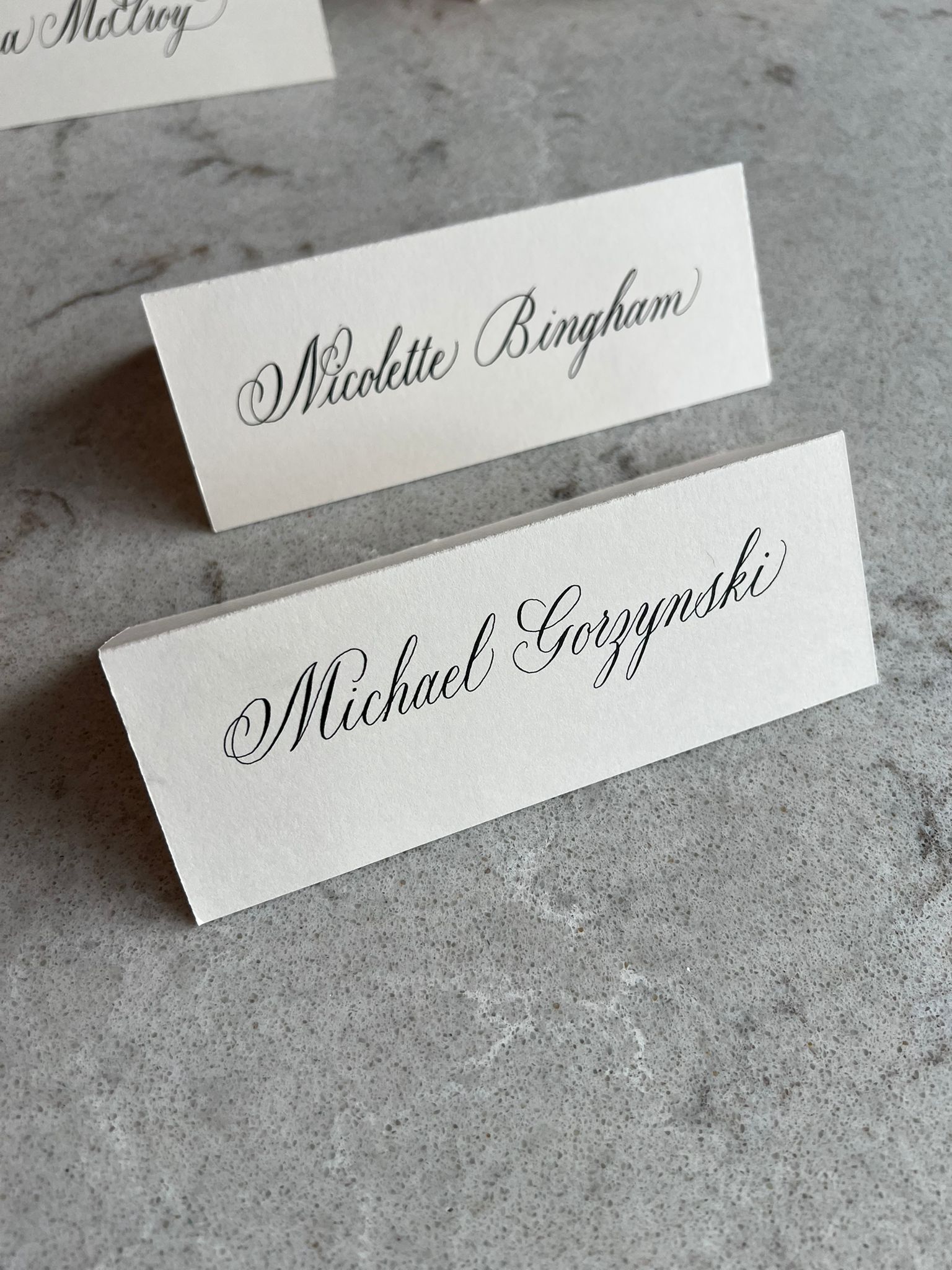 Nicolette Bingham and Michael Gorzynski place cards